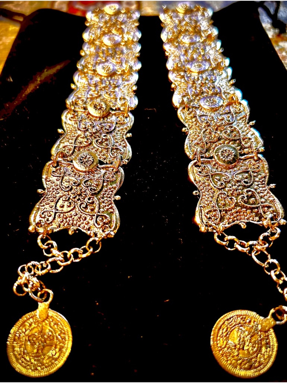 Gold-Tone Filigree Coin Drop Women’s Bracelet